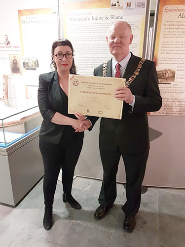 Artist Marianne Keating and Lord Mayor John Sheehan Archives Of Us Creative Ireland project 2019