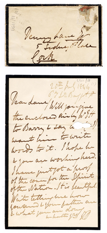 Letter from Thomas Davis to Denny Lane 20 Jul 1844