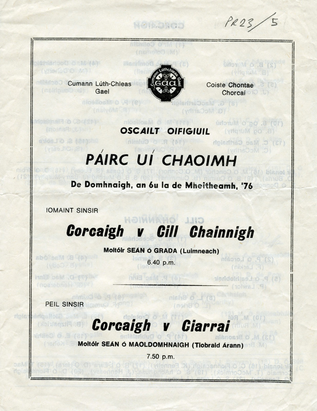 Pairc Ui Caoimh opening game 1976