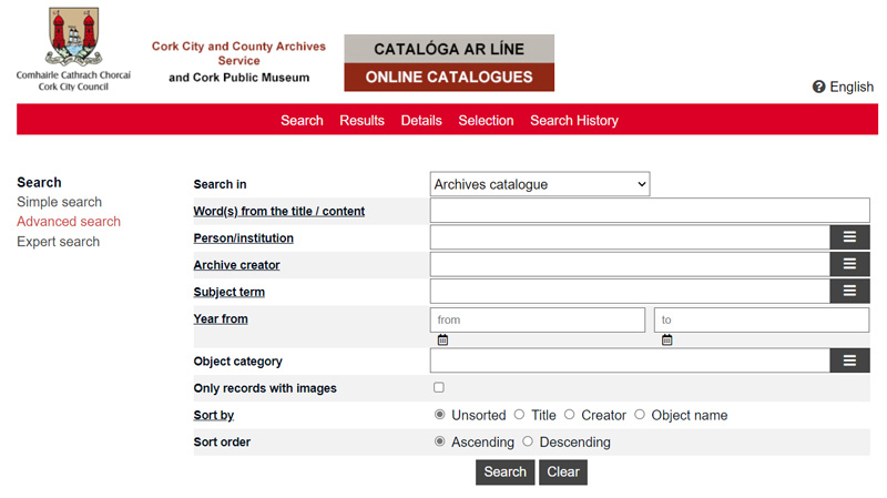 Cork Archives Online Catalogue