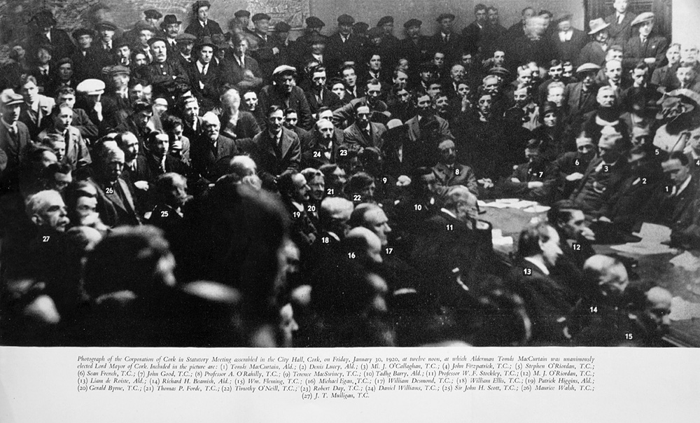 Election of MacCurtain as Lord Mayor 30 Jan 1920. Council Chamber City Hall.