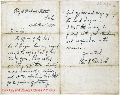 Parnell Letter 1880