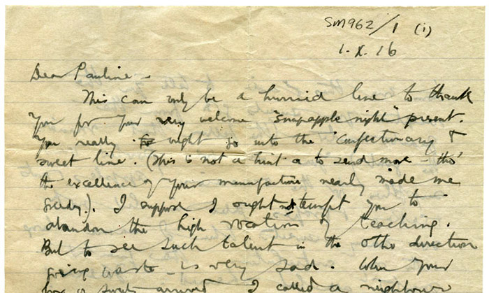 Extract of letter from MacSwiney to Pauline Henley 1916