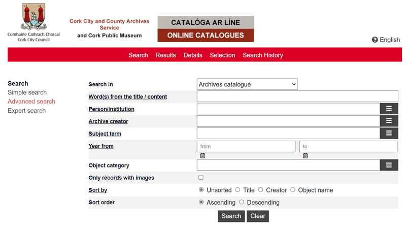 Cork Archives Online Catalogue Cork Archives Online Catalogue
