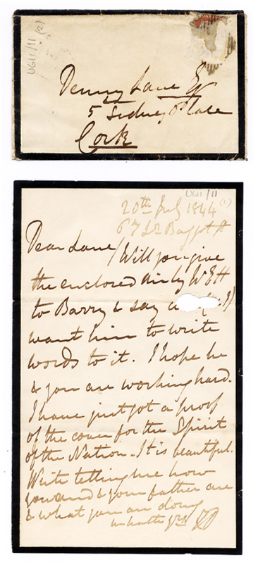Letter from Thomas Davis to Denny Lane 20 Jul 1844 Letter from Thomas Davis to Denny Lane 20 Jul 1844