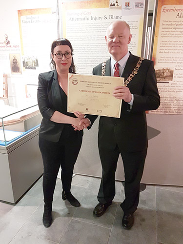 Artist Marianne Keating and Lord Mayor John Sheehan Archives Of Us Creative Ireland project 2019 Artist Marianne Keating and Lord Mayor John Sheehan Archives Of Us Creative Ireland project 2019