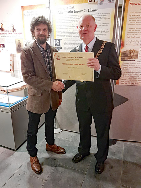 Artist Brian MacDomhnaill and Lord Mayor John Sheehan Archives of Us Creative Ireland Project 2019 Artist Brian MacDomhnaill and Lord Mayor John Sheehan Archives of Us Creative Ireland Project 2019